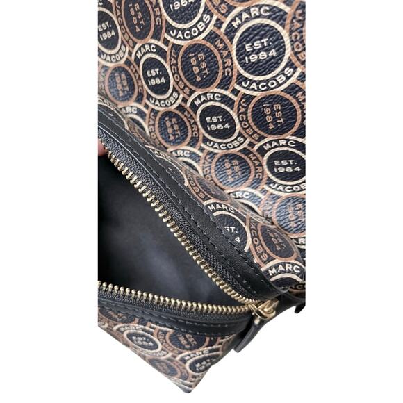 NWT Marc Jacobs Signet Logo Backpack Small Bag Black Monogram Mini - Picture 5 of 9
